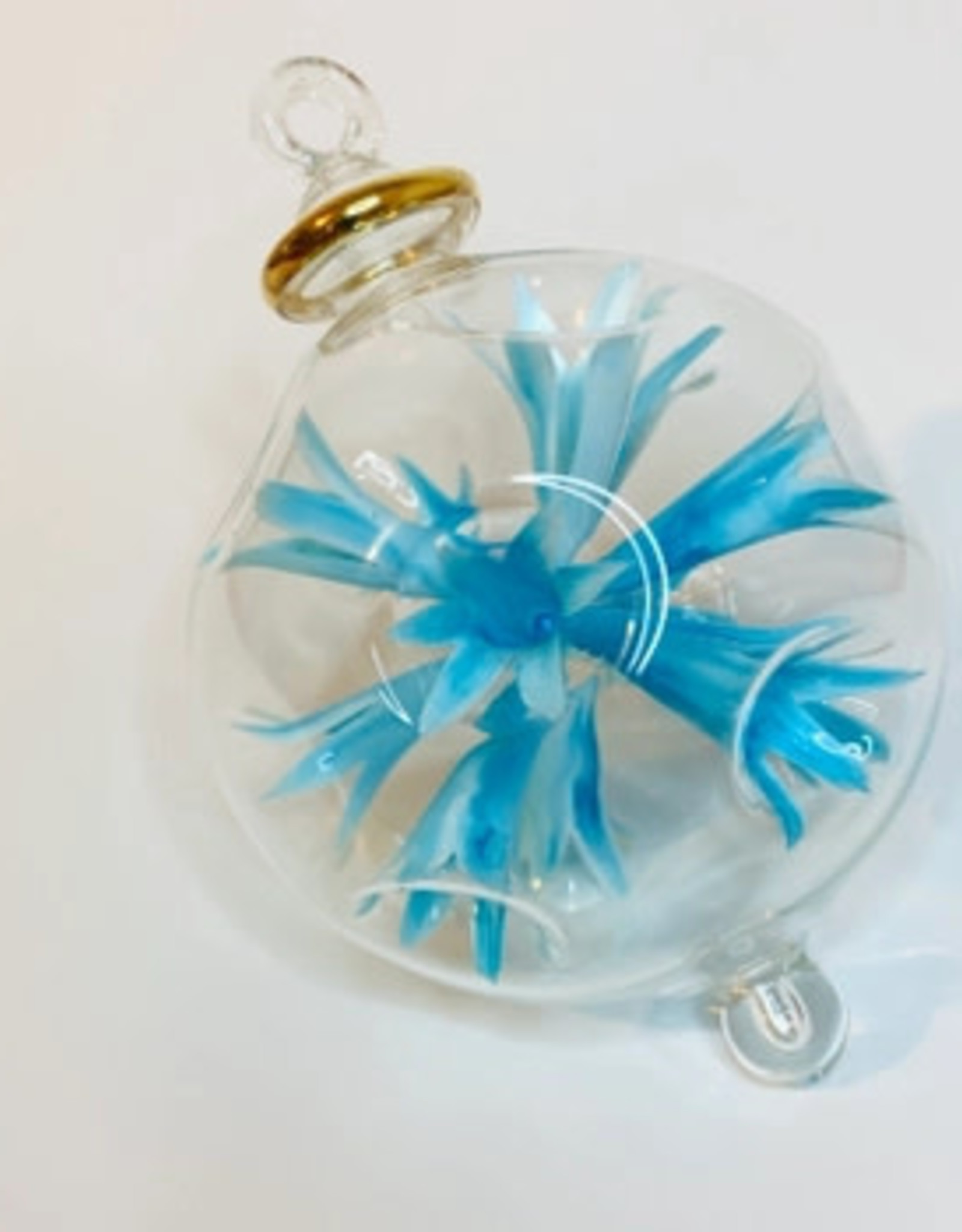 Dandarah Blown Glass Ornament - Blossoms Sky Blue