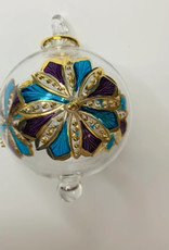 Dandarah Blown Glass Ornament - Mauve Flower