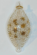 Dandarah Blown Glass Oval Ornament - Gold Stars & Dots