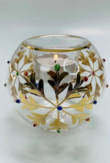 Dandarah Blown Glass Candle Holder - Gold Snow Flake with Colors
