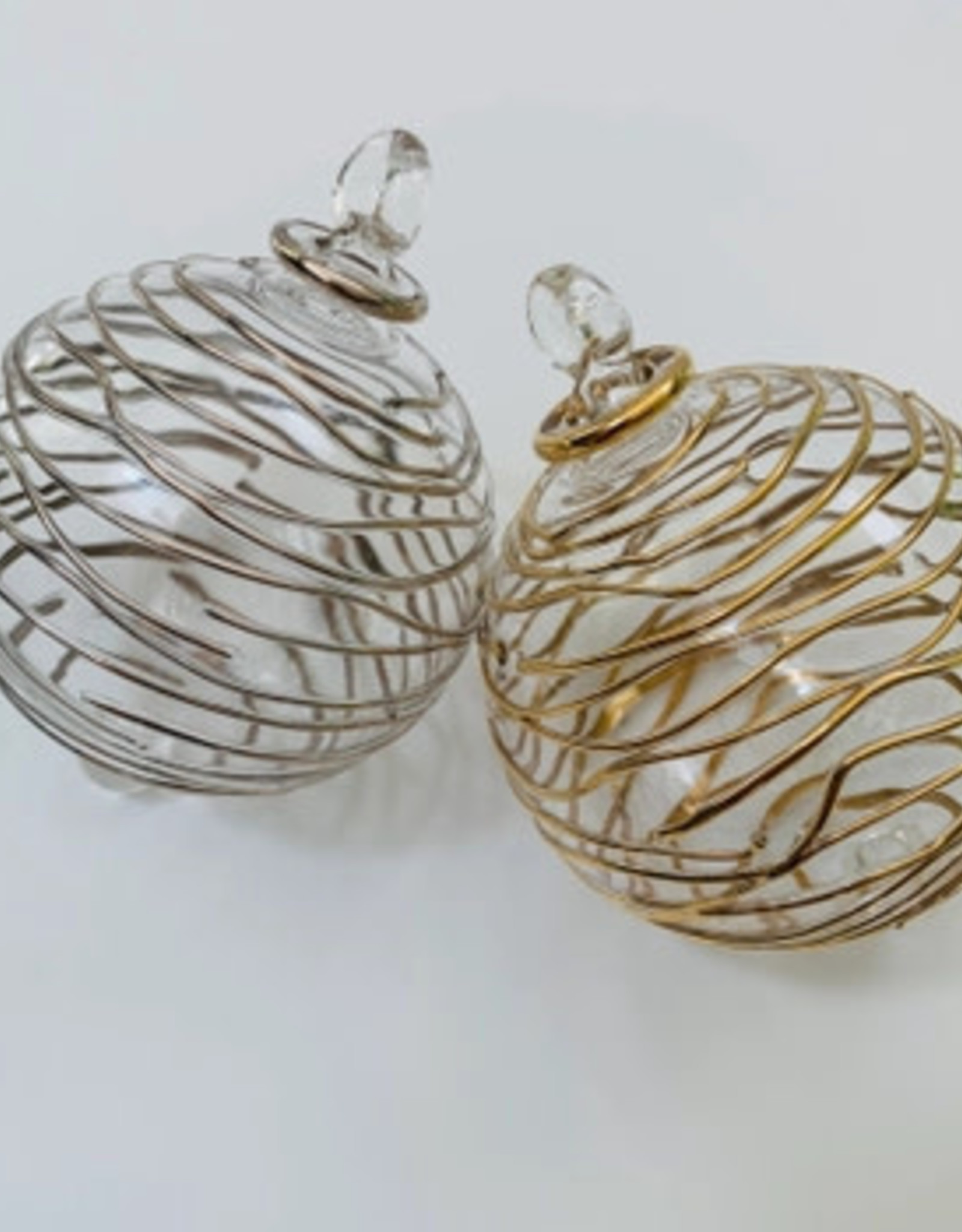 Dandarah Blown Glass Ornament - Silver Spiral