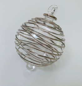 Dandarah Blown Glass Ornament - Silver Spiral