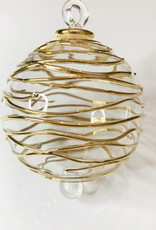 Dandarah Blown Glass Ornament - Gold Spiral