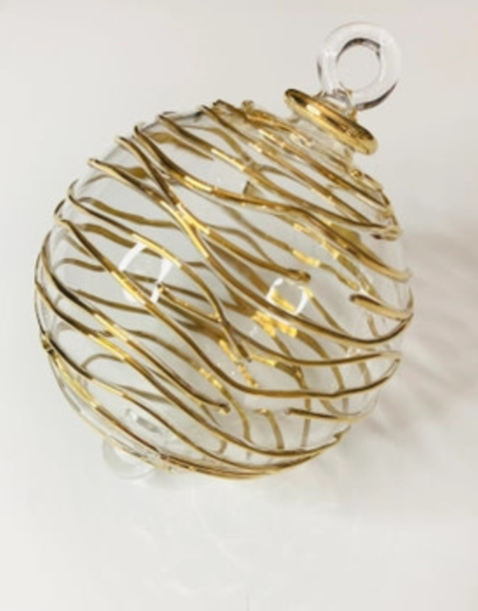 Dandarah Blown Glass Ornament - Gold Spiral