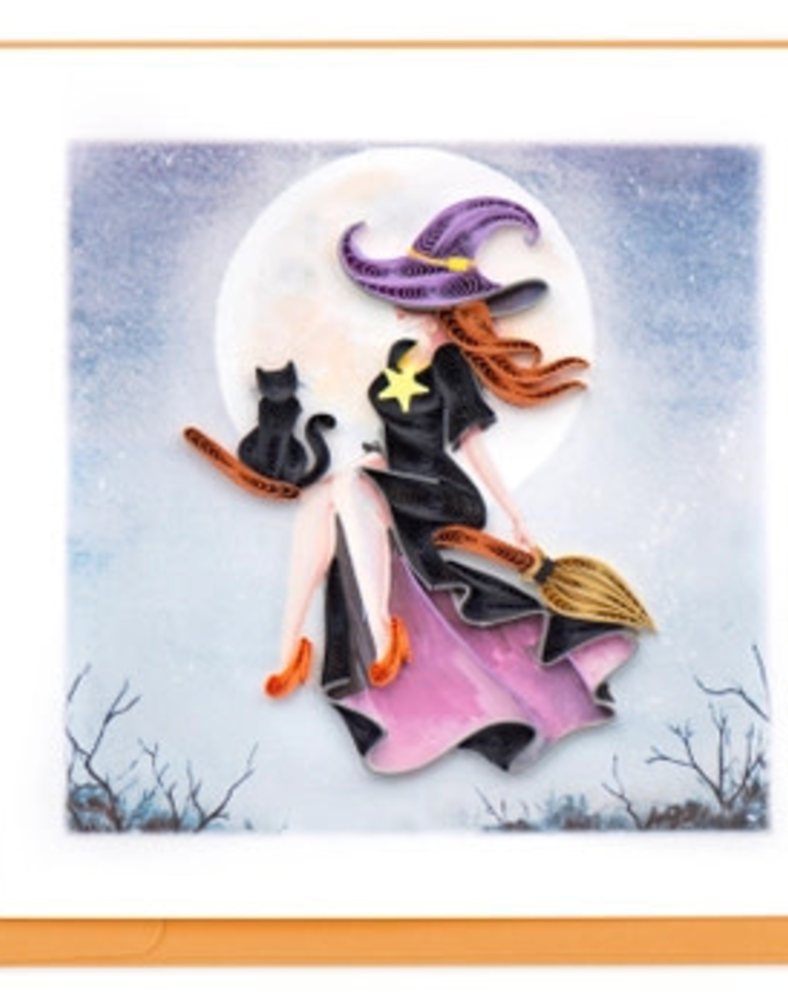 Quilling Card Quilled Witch on Broomstick Card