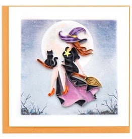 Quilling Card Quilled Witch on Broomstick Card