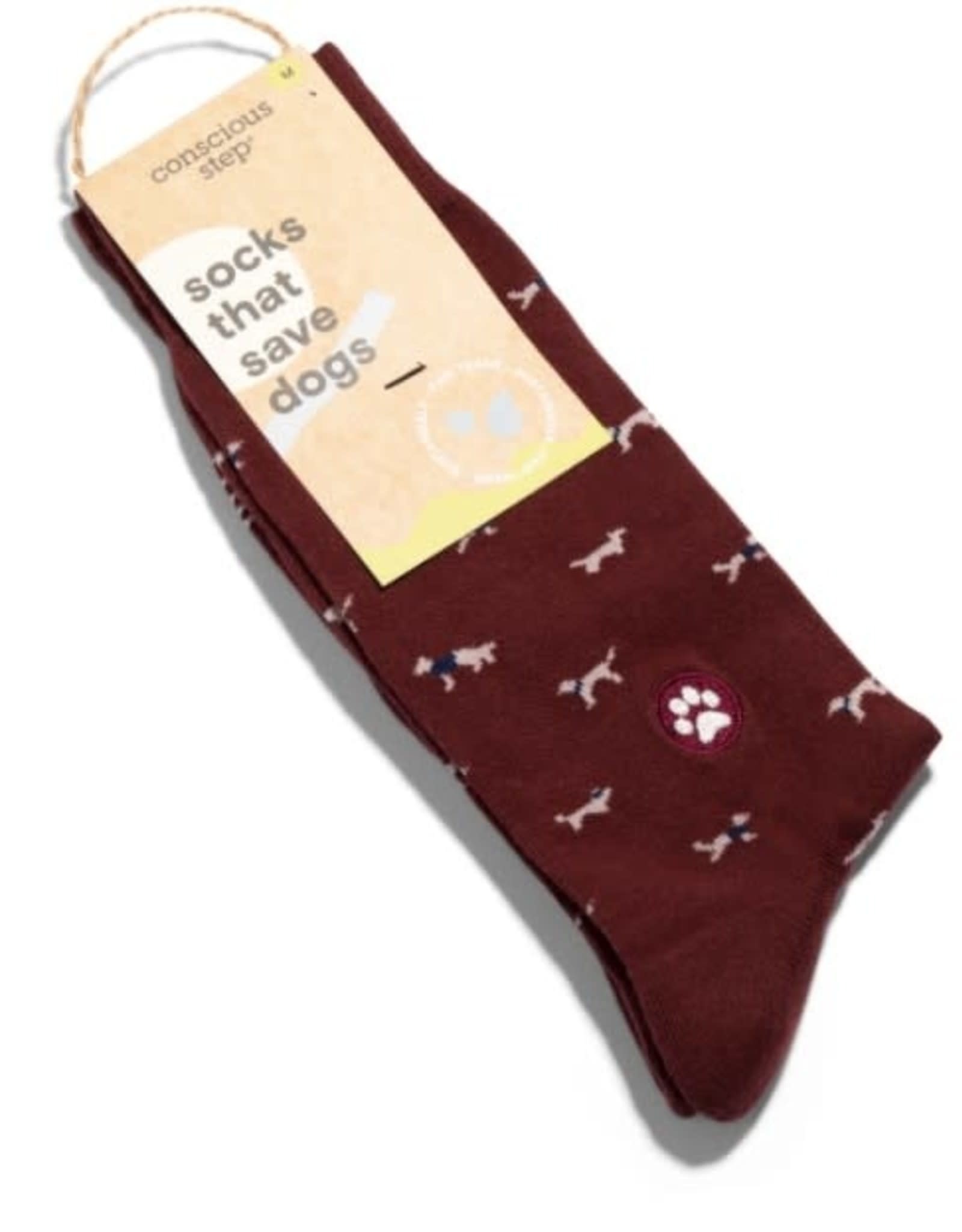 Conscious Step Socks that Save Dogs (Burgundy)