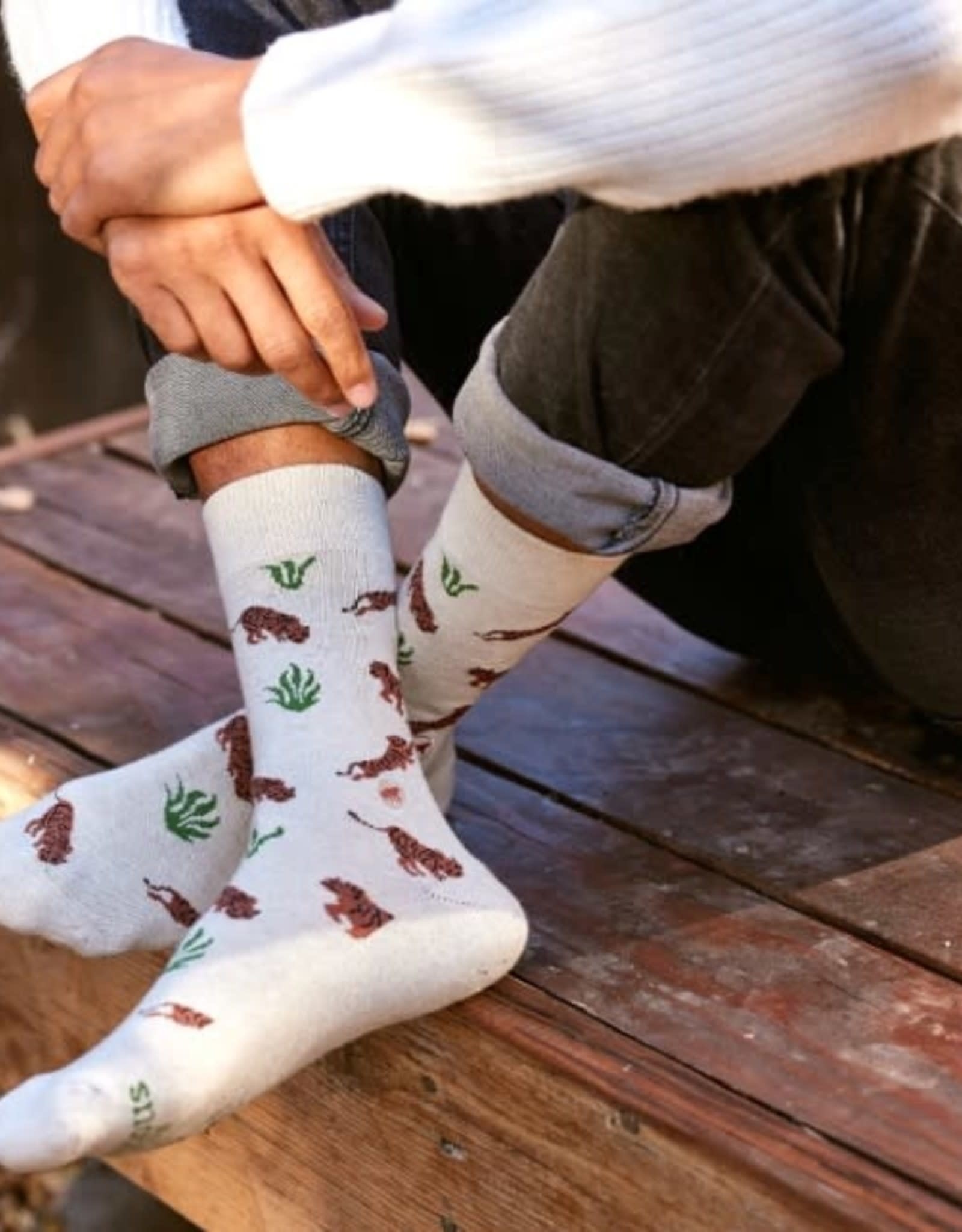 Conscious Step Socks that Protect Tigers (Beige)