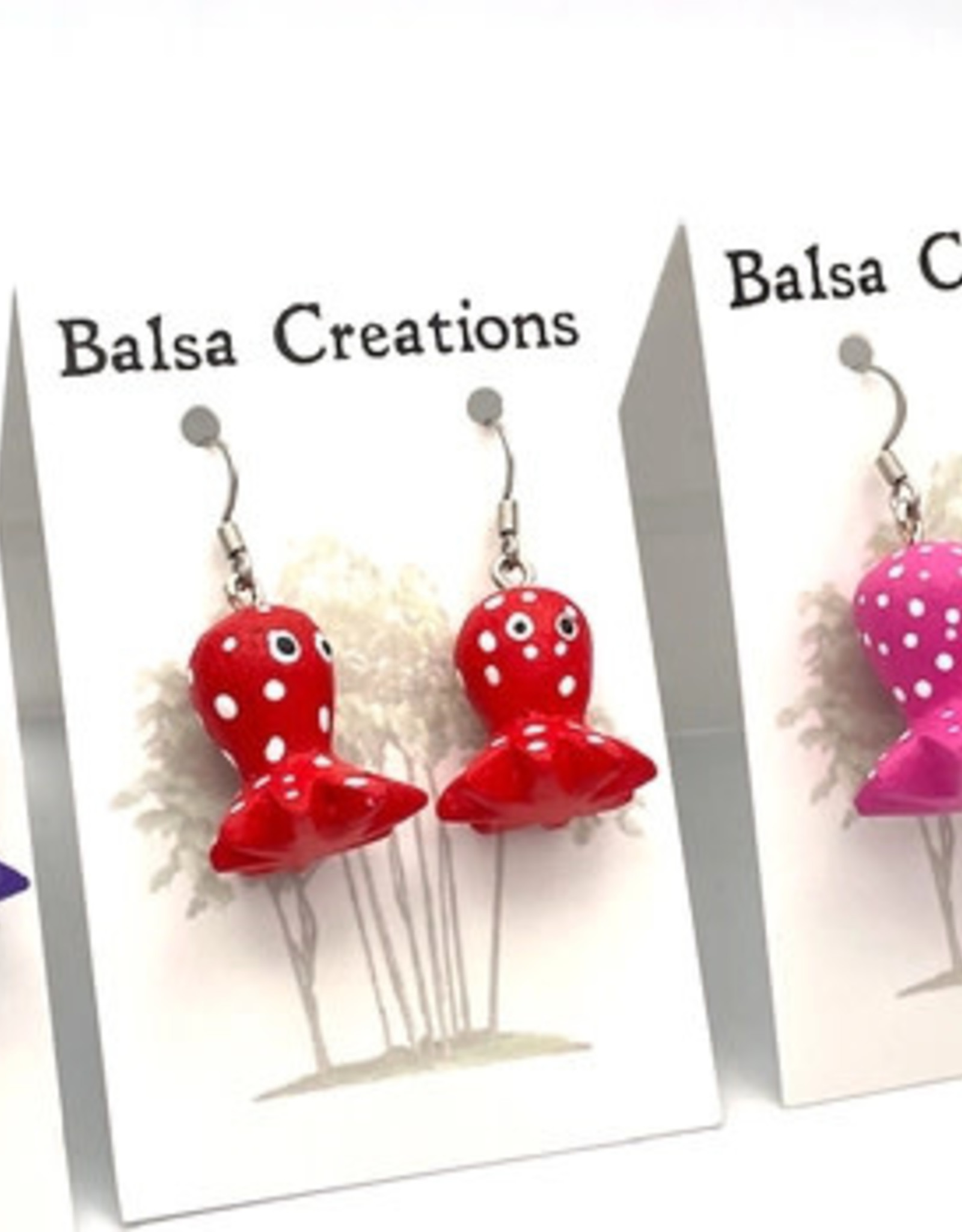 Women of the Cloud Forest Whimsical Octopus Balsa Earrings