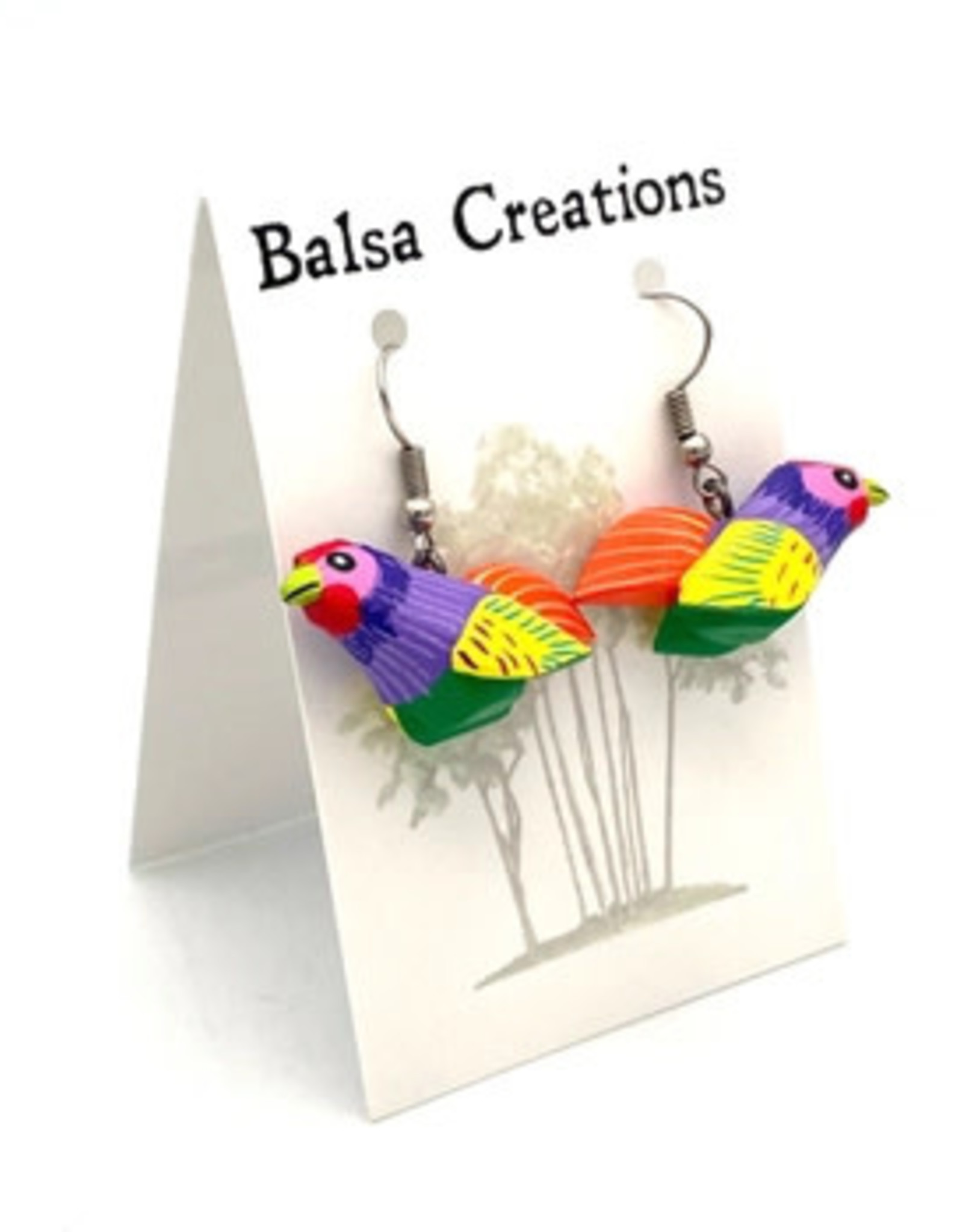 Women of the Cloud Forest Whimsical Chicken Balsa Earrings