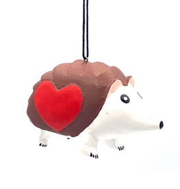 Women of the Cloud Forest Hedgehog with Heart Balsa Ornament