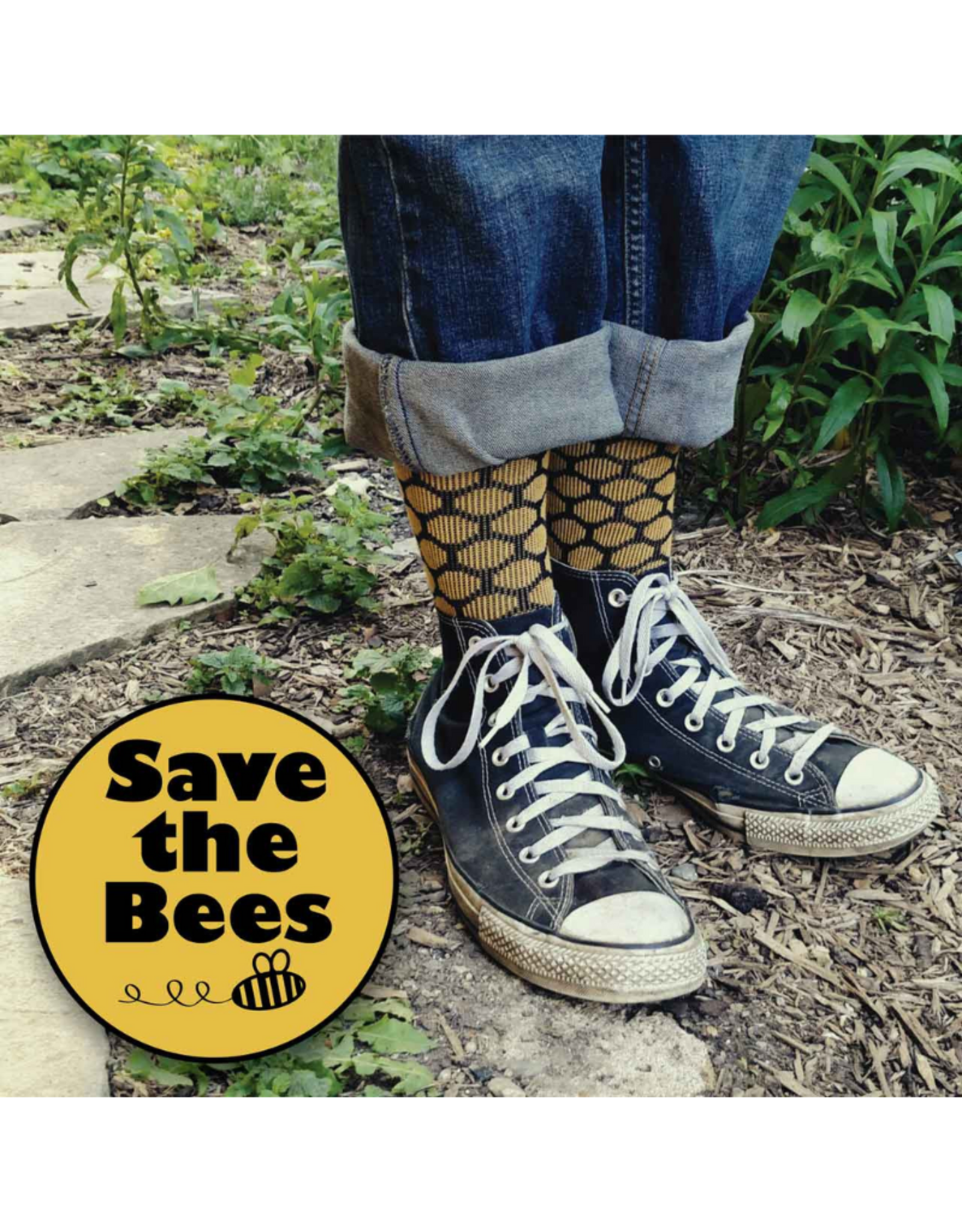 Maggie's Organics Bee Keeper Crew Socks (Yellow & Black)