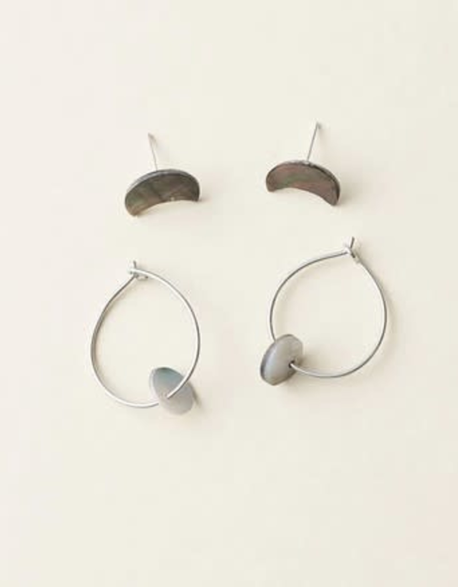 Matr Boomie Chandra Hoop Earrings Mini Moon and Disc