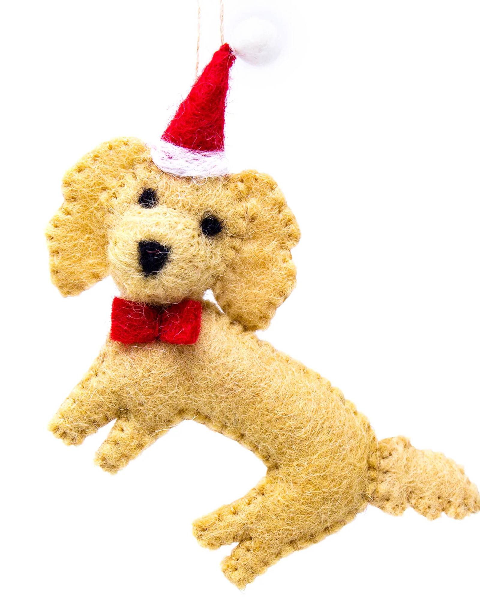 Global Crafts Labradoodle Santa Handmade Felt Ornament