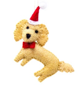 Global Crafts Labradoodle Santa Handmade Felt Ornament