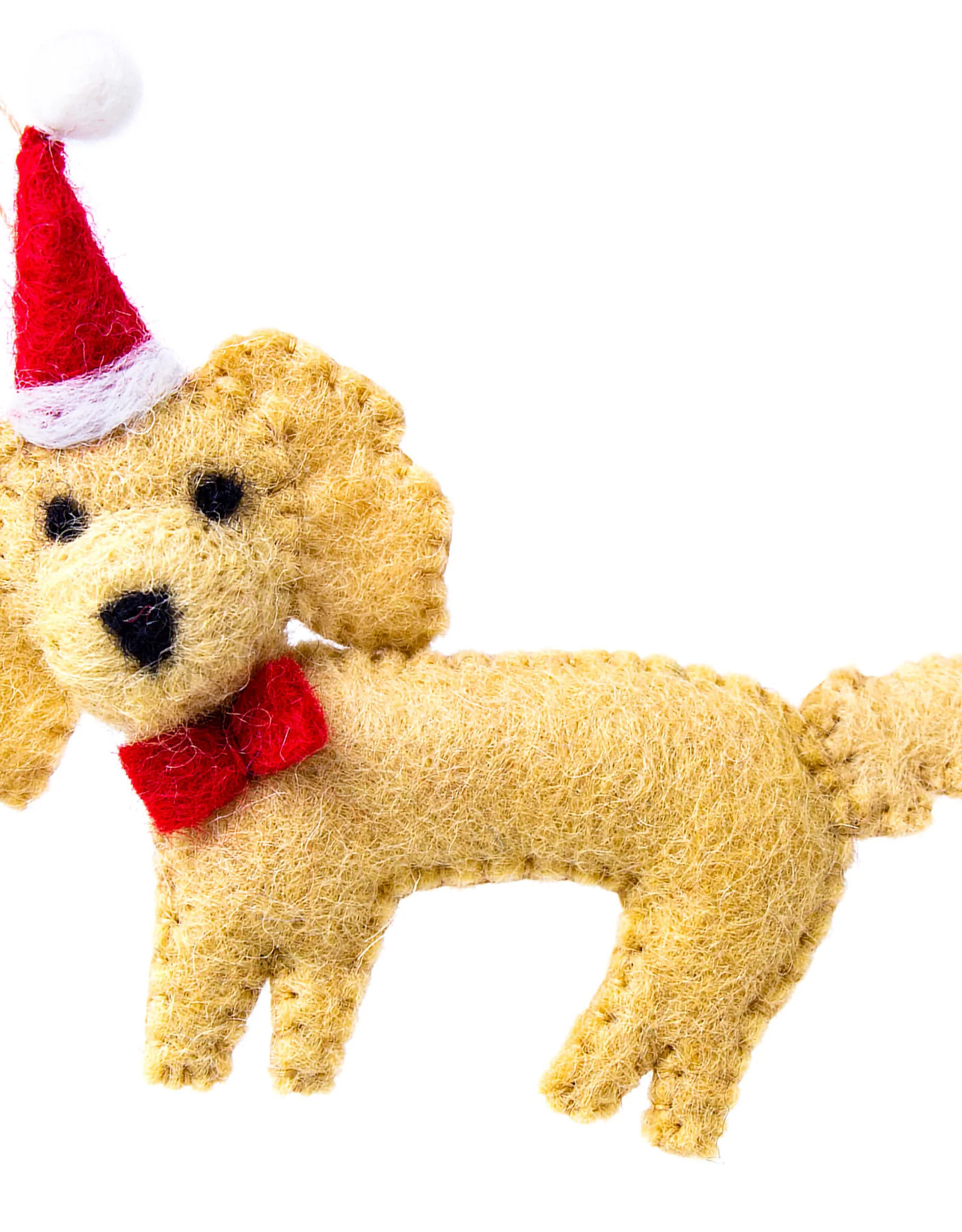 Global Crafts Labradoodle Santa Handmade Felt Ornament