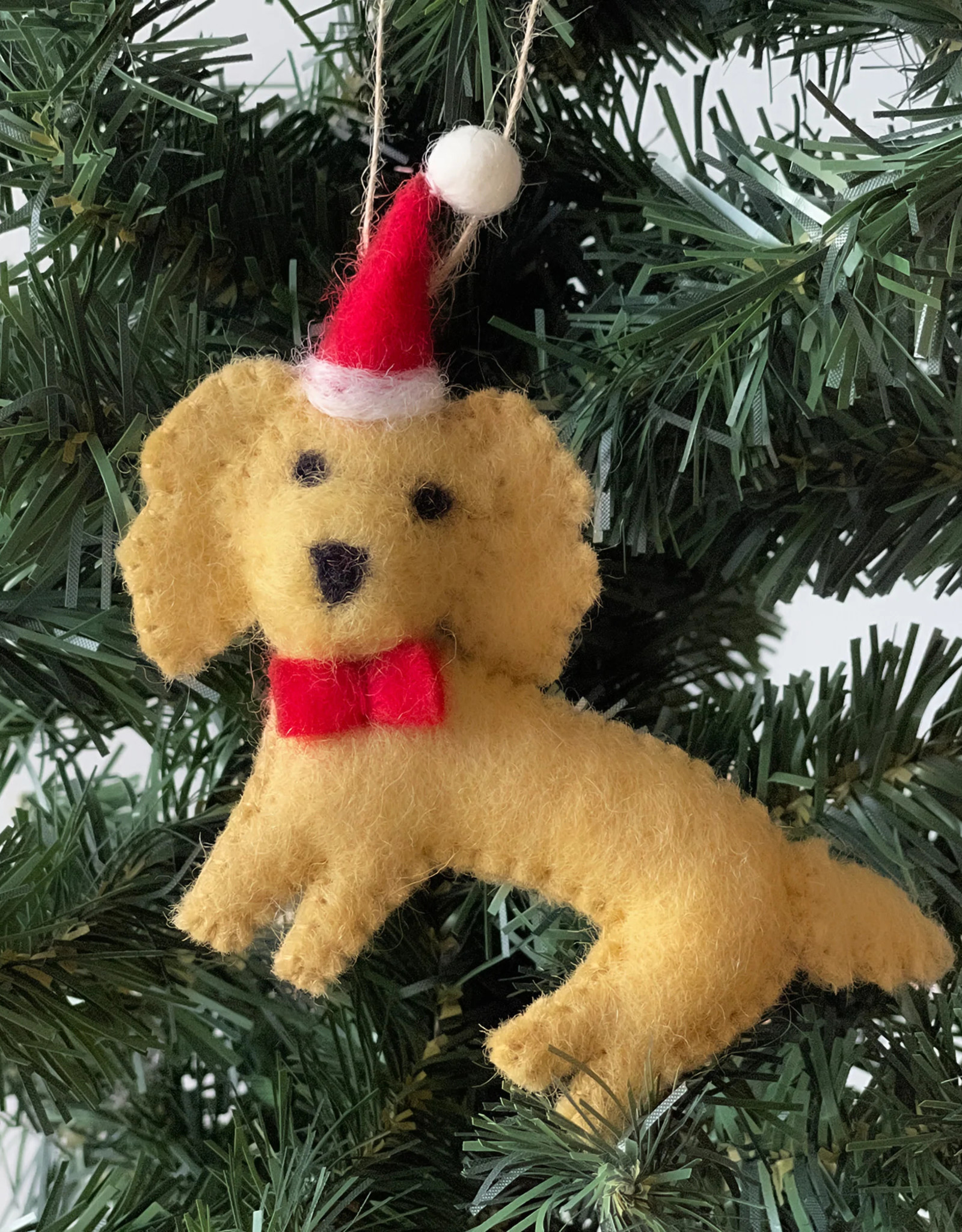 Global Crafts Labradoodle Santa Handmade Felt Ornament