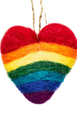 Global Crafts Rainbow Needle Felt Heart Handmade Felt Ornament