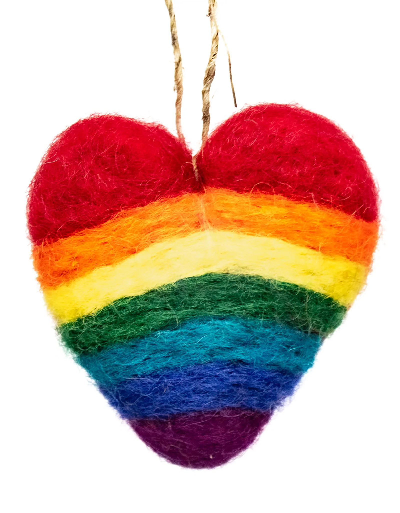 Global Crafts Rainbow Needle Felt Heart Handmade Felt Ornament