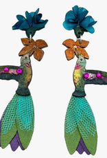 Tulia Artisans Ruby-Throated Hummingbird Beaded Earrings (Large)