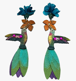 Tulia Artisans Ruby-Throated Hummingbird Beaded Earrings (Large)