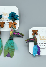 Tulia Artisans Ruby-Throated Hummingbird Beaded Earrings (Large)