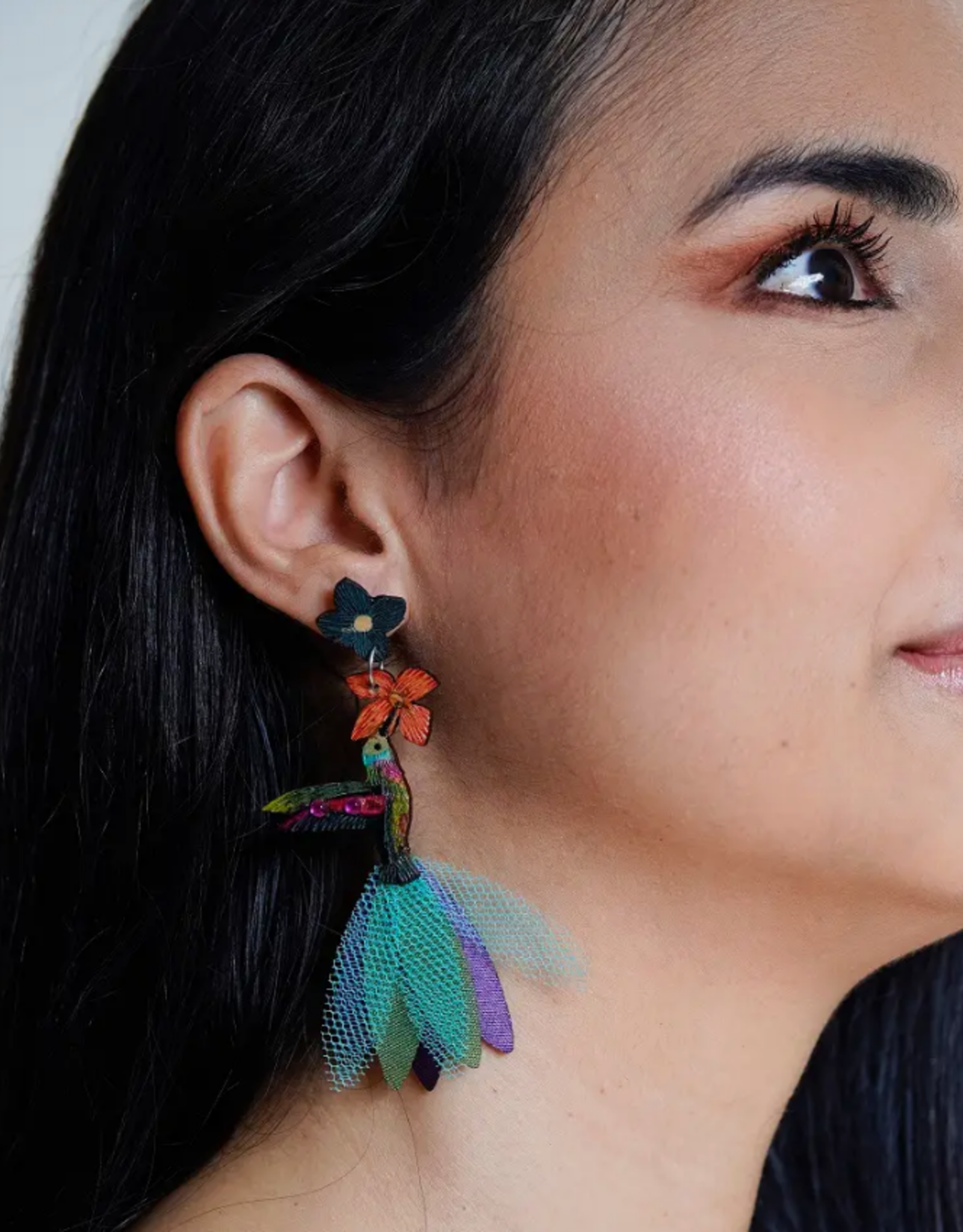 Tulia Artisans Ruby-Throated Hummingbird Beaded Earrings (Large)
