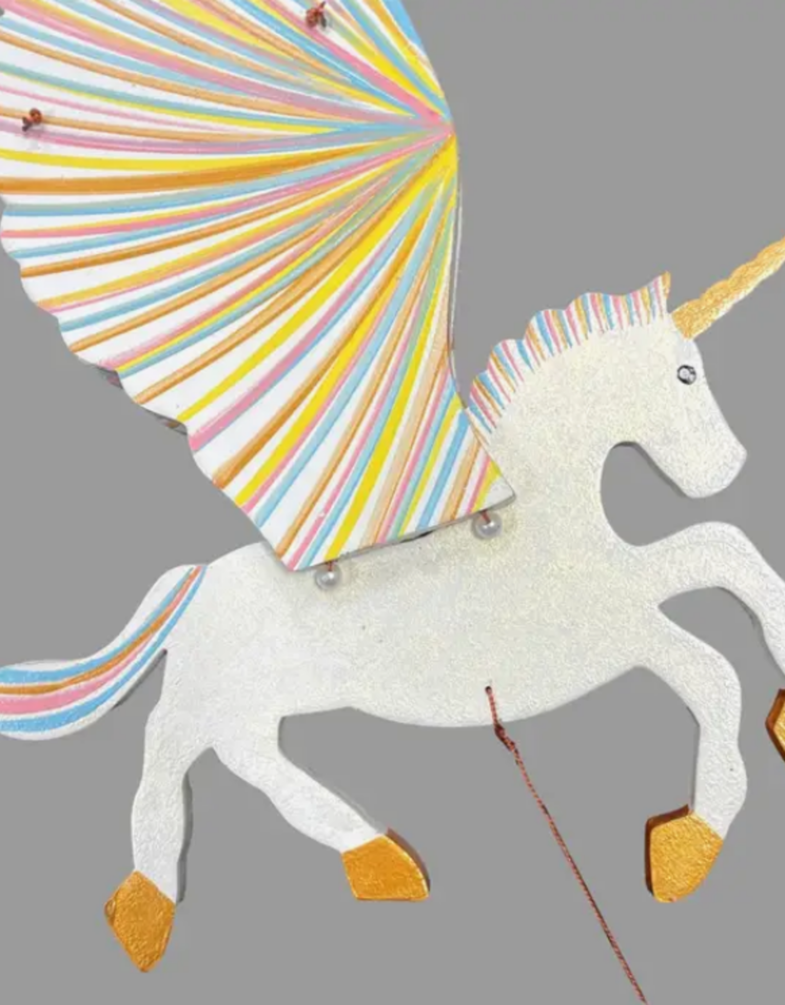 Tulia Artisans Golden Flying Unicorn Mobile