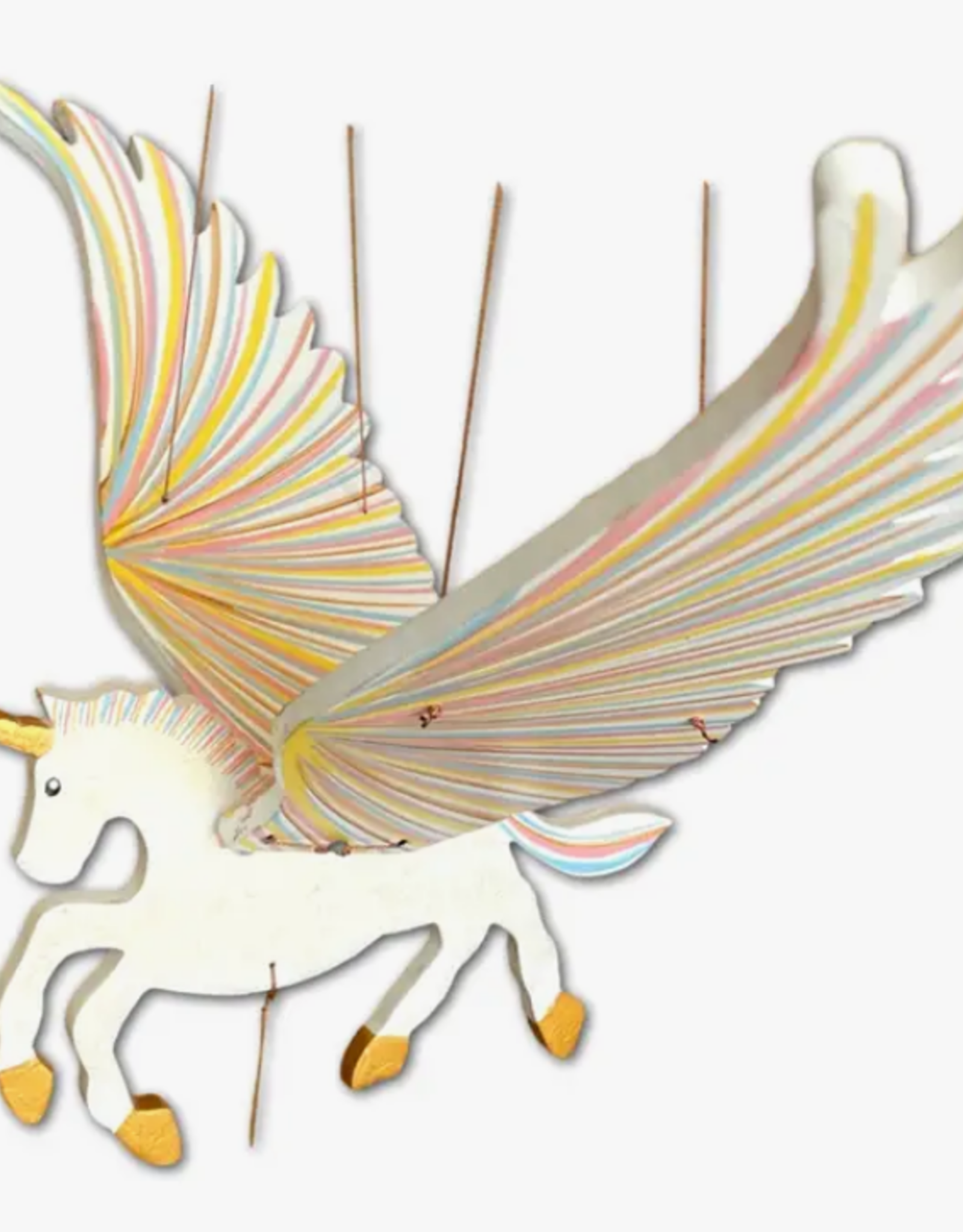 Tulia Artisans Golden Flying Unicorn Mobile