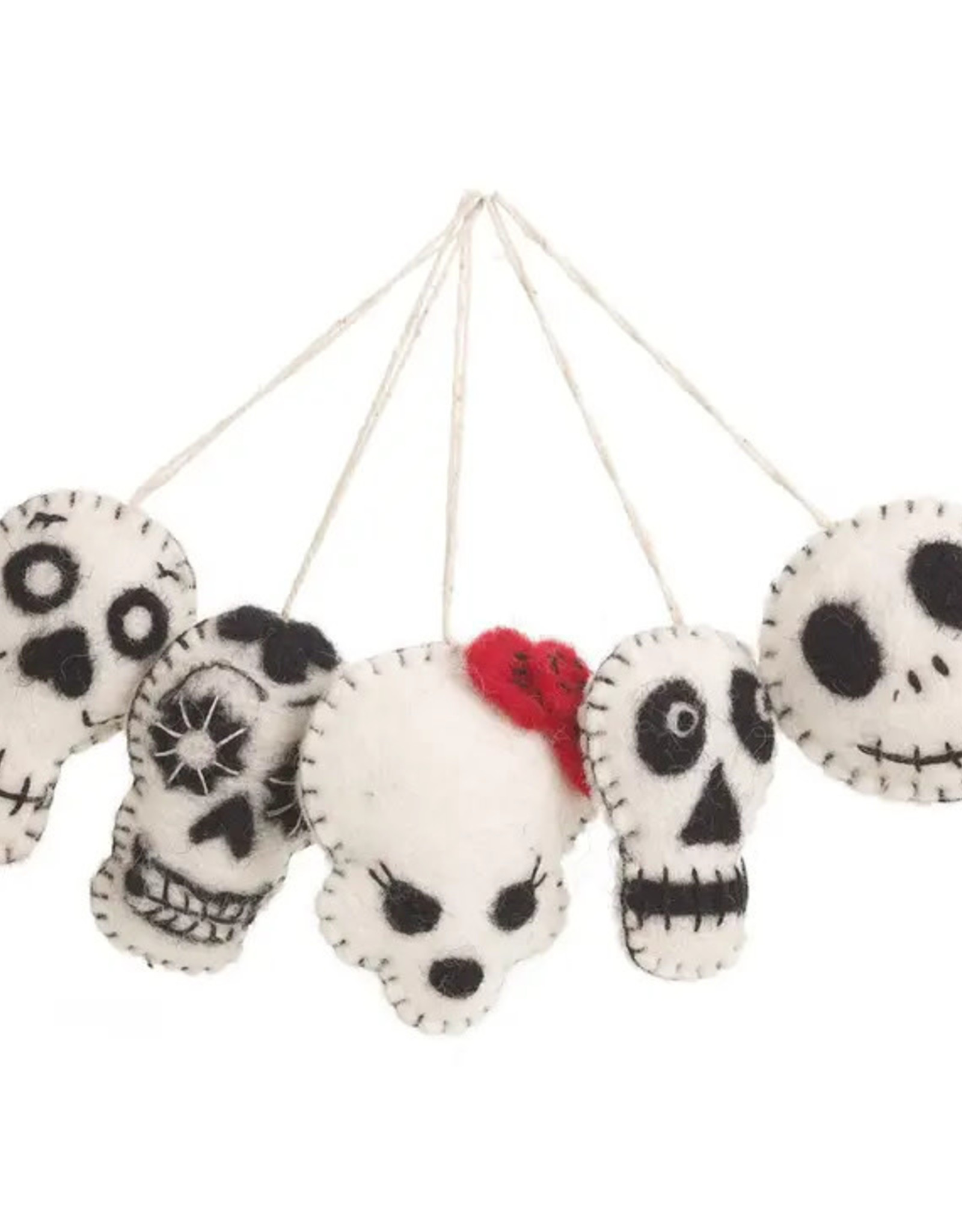 Felt So Good Skull Black & White Assorted Ornaments