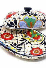 Global Crafts Encantada Butter Dish, Dots & Flowers
