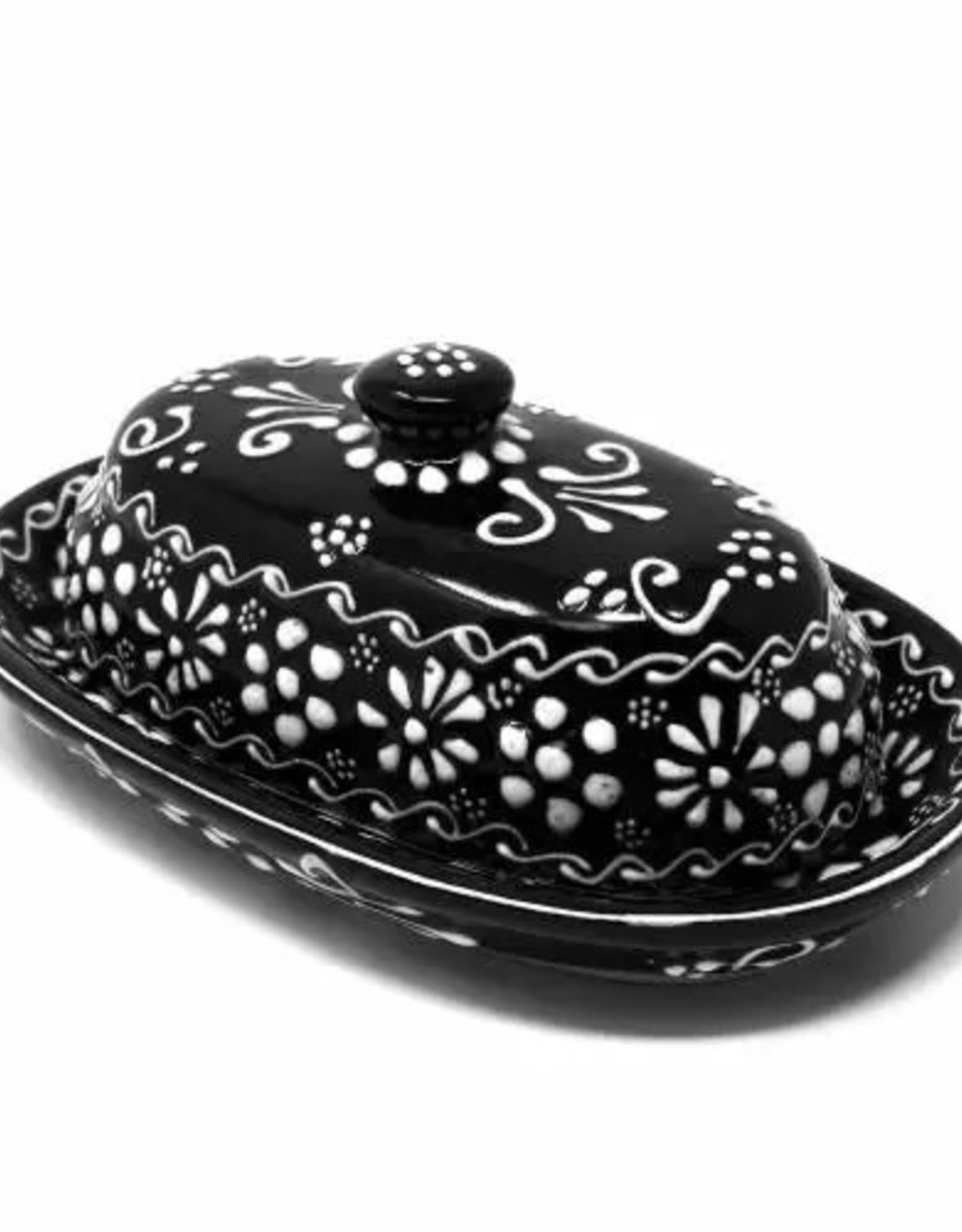 Global Crafts Encantada Butter Dish, Ink