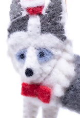 Global Crafts Husky Santa Felt Ornament