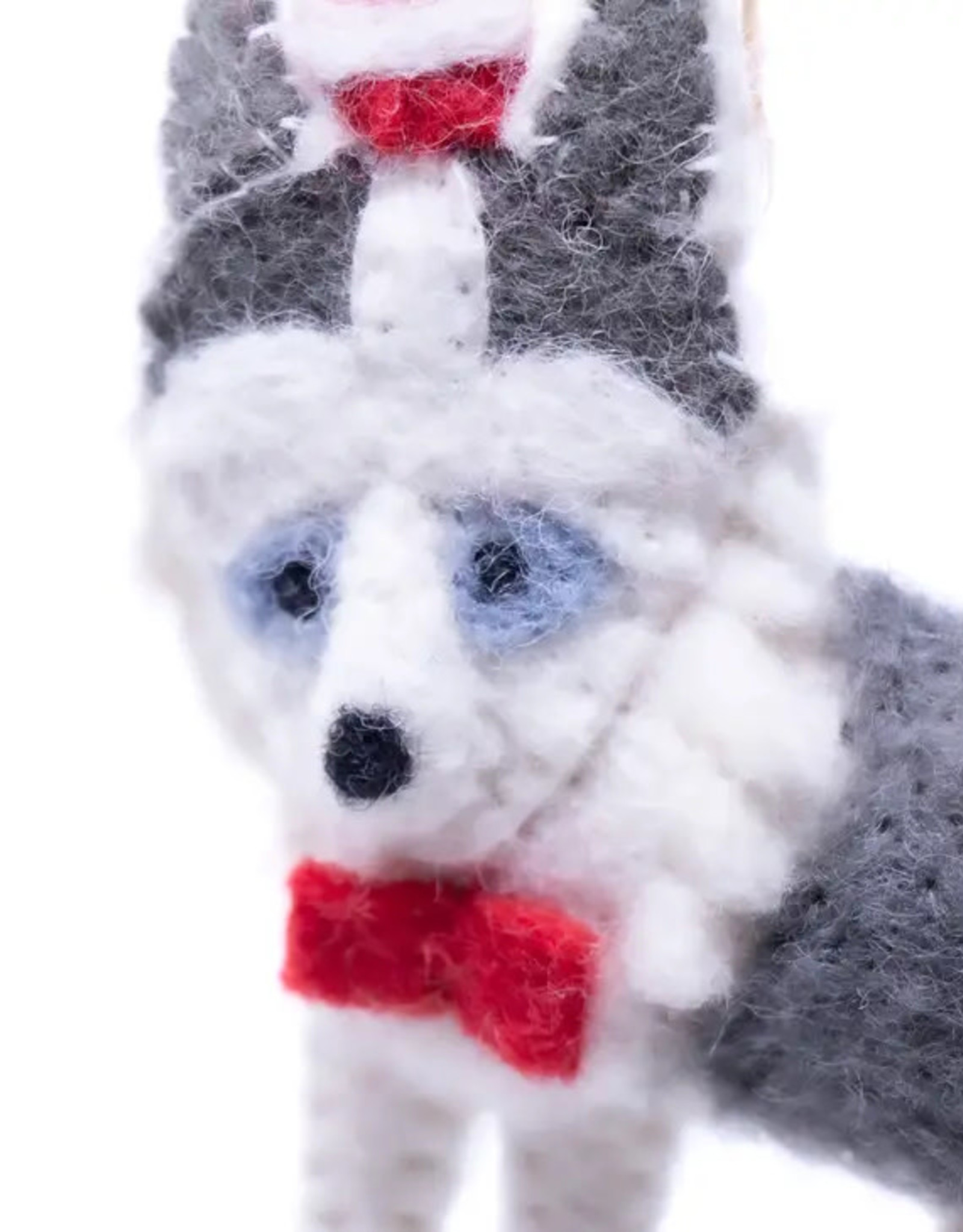 Global Crafts Husky Santa Felt Ornament