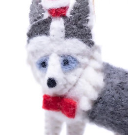 Global Crafts Husky Santa Felt Ornament