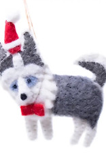 Global Crafts Husky Santa Felt Ornament