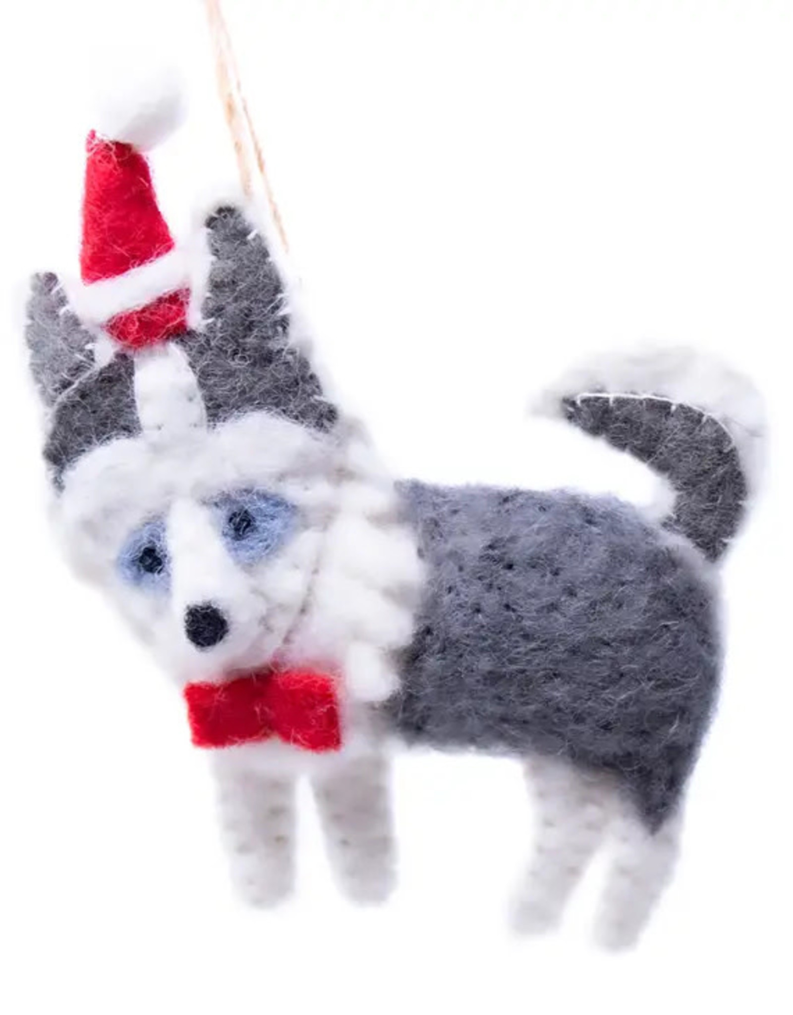 Global Crafts Husky Santa Felt Ornament