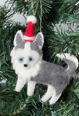 Global Crafts Husky Santa Felt Ornament