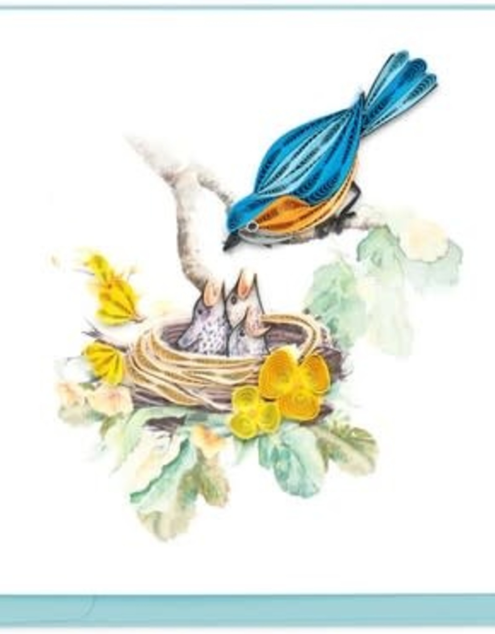 Quilling Card Quilled Bluebird with Babies Greeting Card