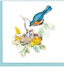 Quilling Card Quilled Bluebird with Babies Greeting Card