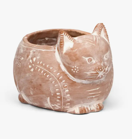 Ten Thousand Villages Crouching Cat Planter