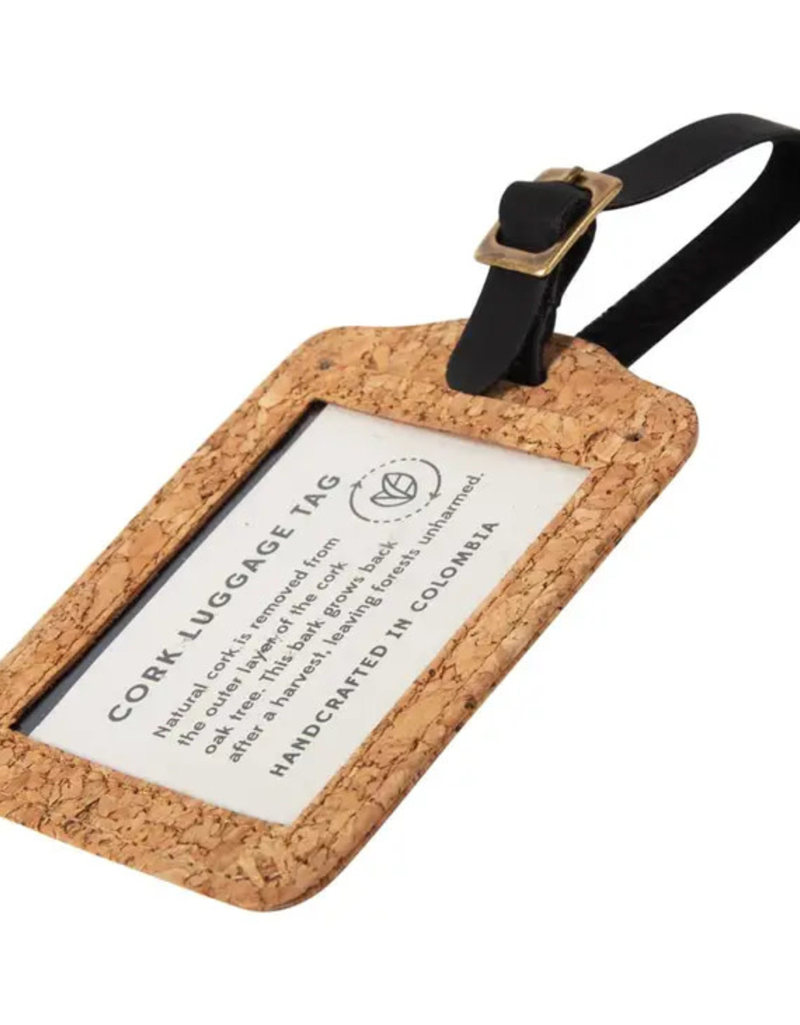 Ten Thousand Villages Cork and Leather Luggage Tag