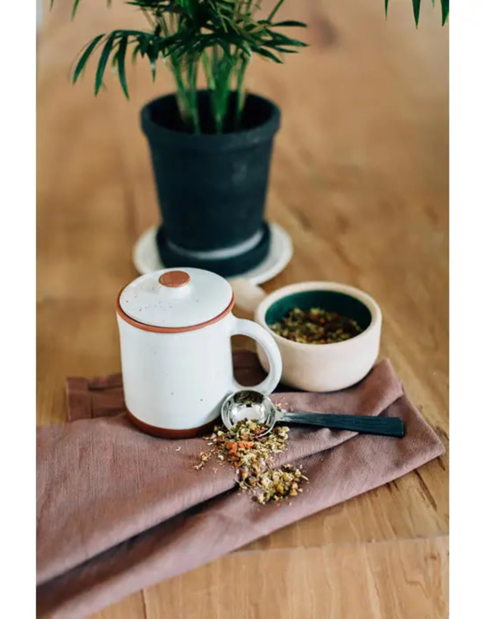 Matte Teal Grey Tea Infuser Mug