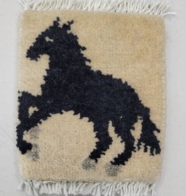 Bunyaad Pakistan Prancing Pony Mug Rug Tan/Black