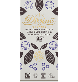 Divine Chocolate 85% Dark Chocolate With Blueberry & Popped Quinoa