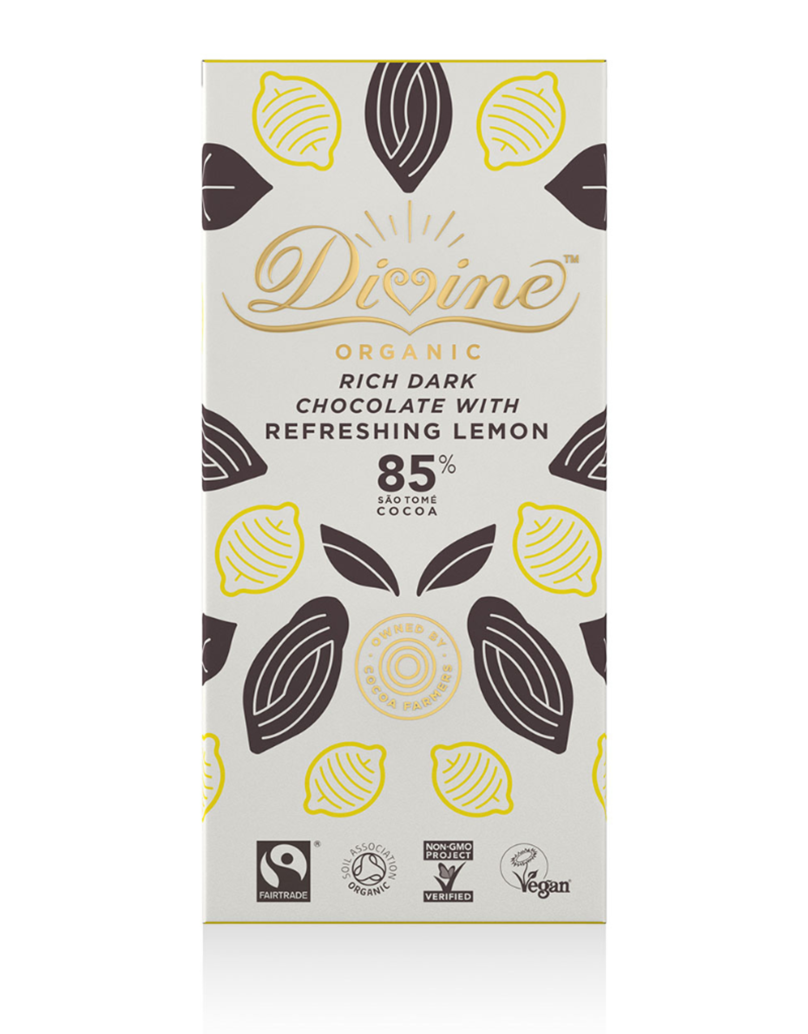 Divine Chocolate 85% Dark Chocolate with Refreshing Lemon