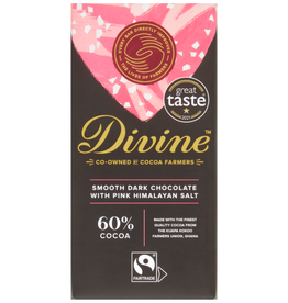 Divine Chocolate 60% Dark Chocolate with Pink Himalayan Salt