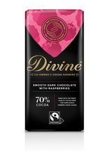 Divine Chocolate 70% Dark Chocolate with Raspberries
