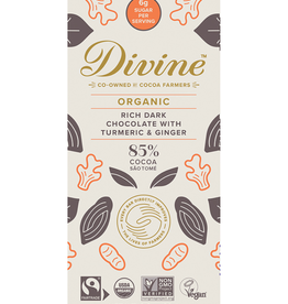 Divine Chocolate 85% Dark Chocolate With Turmeric & Ginger