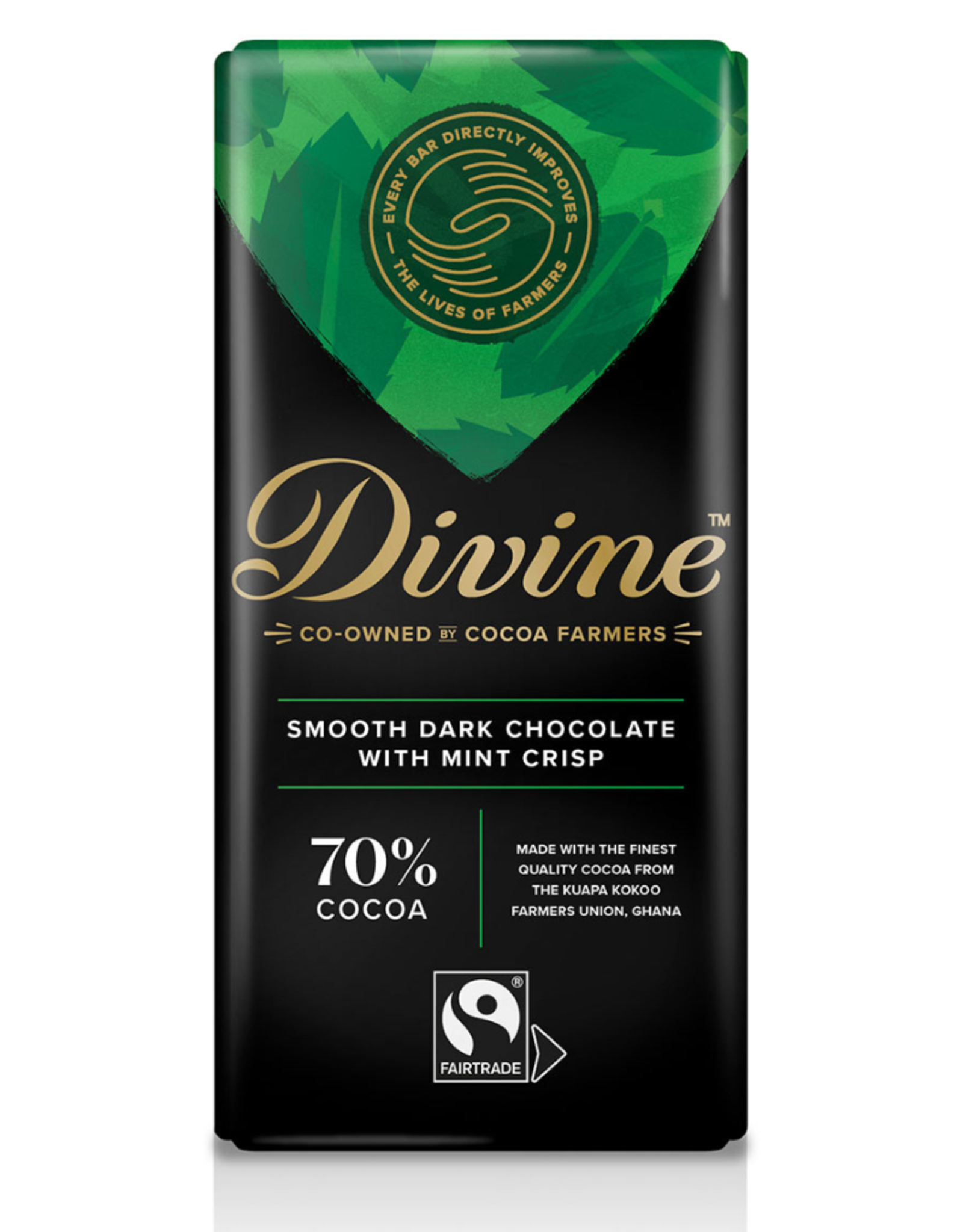 Divine Chocolate 70% Dark Chocolate with Mint Crisp